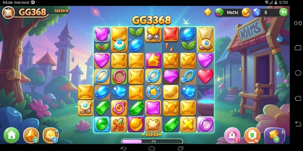 Tangkapan layar GG368 menampilkan gameplay match-3 yang menarik.