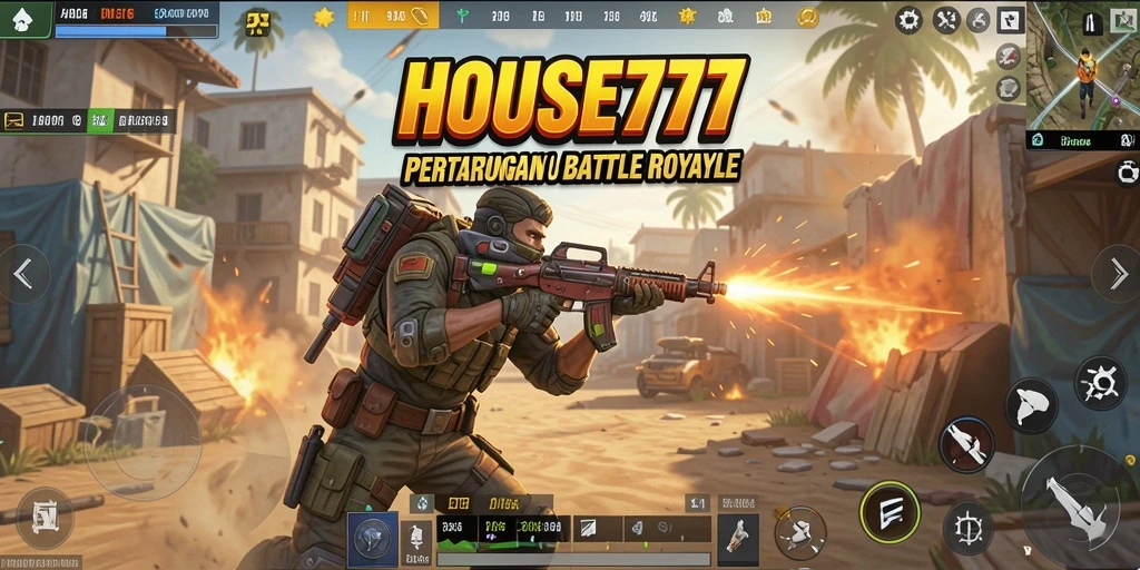 Tampilan gameplay seru dalam HOUSE777 yang penuh aksi Battle Royale.