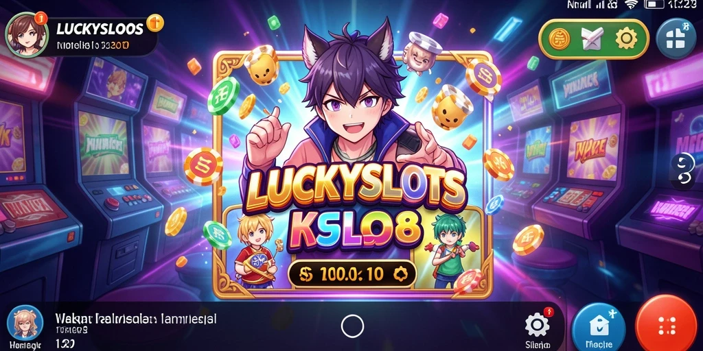 Menampilkan gameplay menarik dengan karakter anime dan slot yang berwarna.