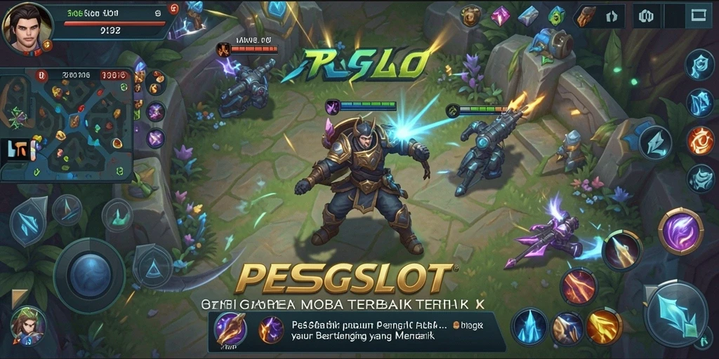 Tangkapan layar utama PESGSLOT menampilkan aksi pertempuran tim MOBA yang mendebarkan.