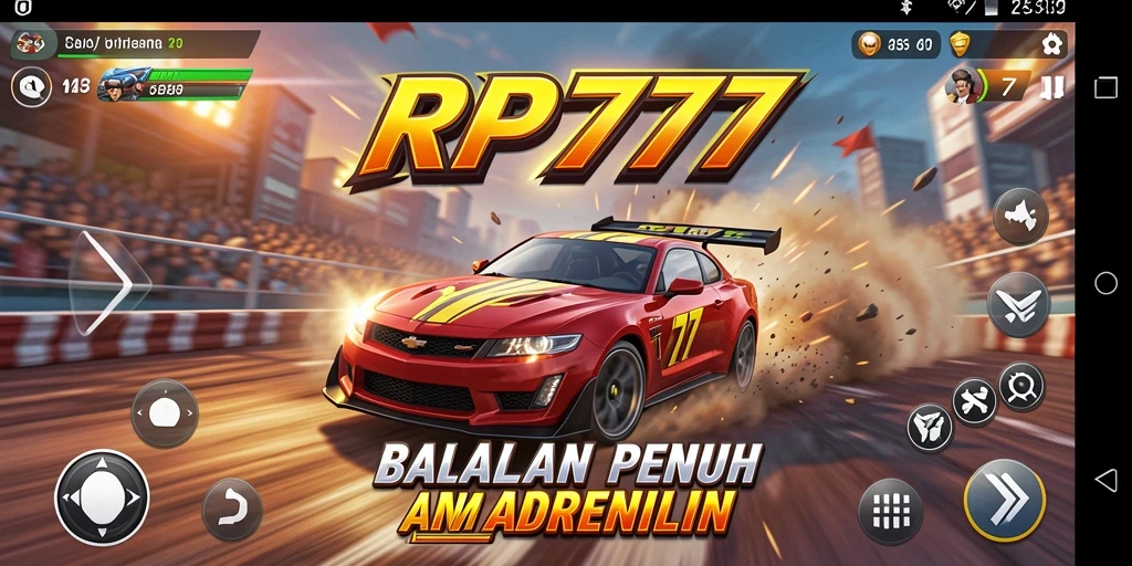 Tangkapan layar gameplay RP777 menampilkan balapan yang mendebarkan dan kendaraan yang beragam.