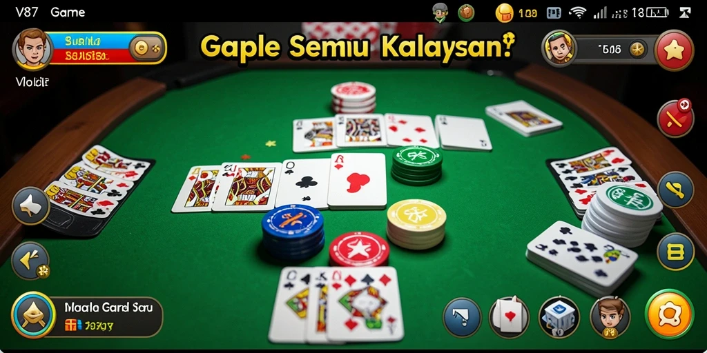Tampilan gameplay Gaple yang menarik dan interaktif di V87.