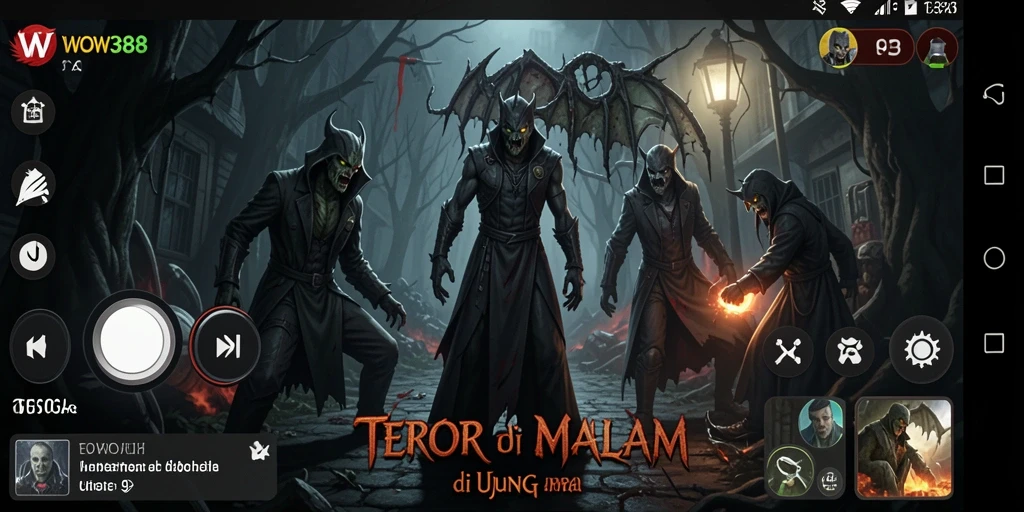 Tampilan gameplay WOW388 dengan momen menegangkan dan monster menyeramkan.